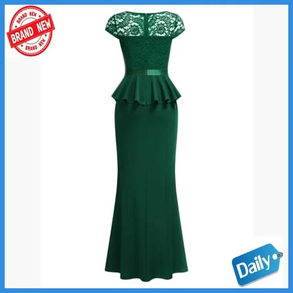 Floral Lace Ruffle Split Cocktail Dress Formal Evening Prom Wedding